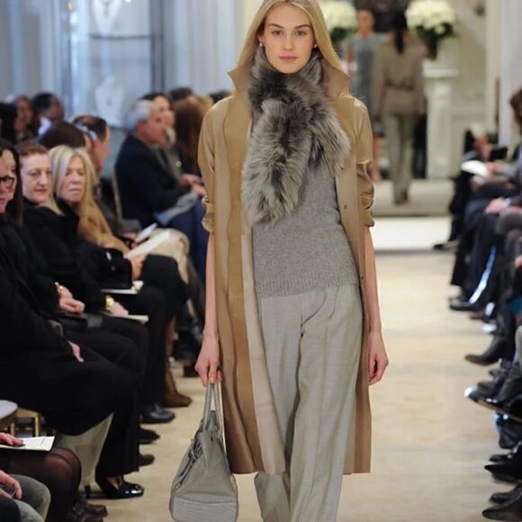 Ralph Lauren Pale Grey Heather Melange Wool Blend Tapered Trouser - Picture 3 of 9